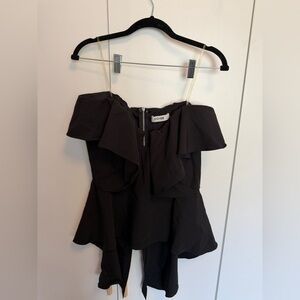DO+BE Black Off-Shoulder Ruffle Peplum Top